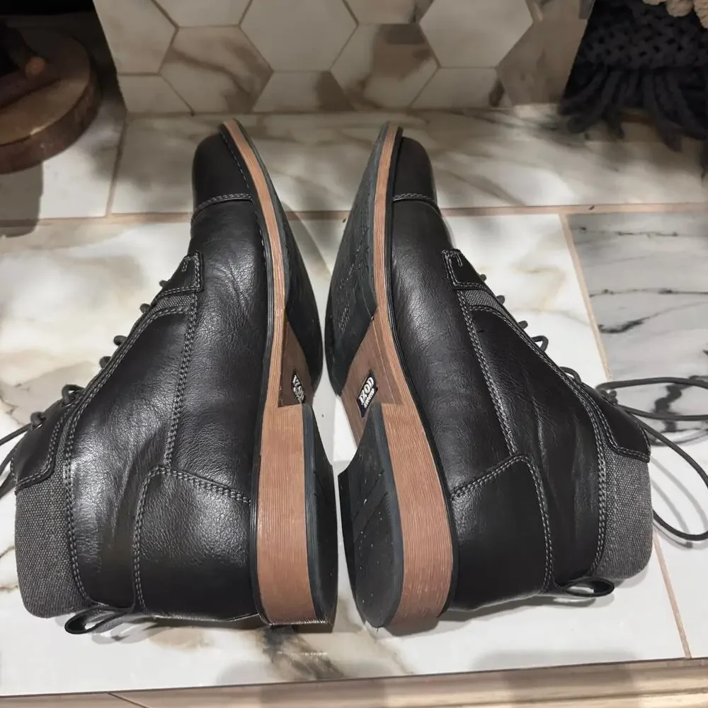 IZOD Men's Kirk Chukka Dark Gray Faux‎ Leather Lace Up Boots Size 8.5 Vegan